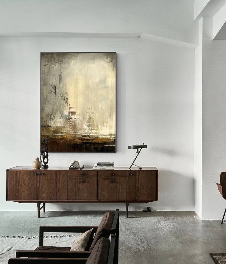 Contemporary Hand-painted Handmade Grey Urban Abstract Canvas Wall Art TIUQ4
